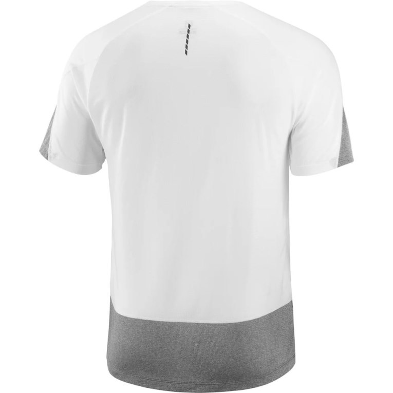 White / Grey Salomon Cross Run Short Sleeve Men's T-Shirts | PH 18356J